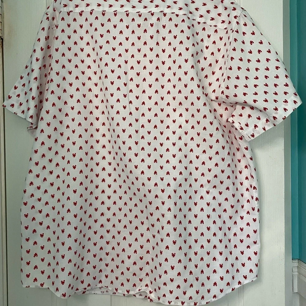 Banana Republic Factory Lobster Short‎ Sleeve Button Down Slim Fit Size XL
